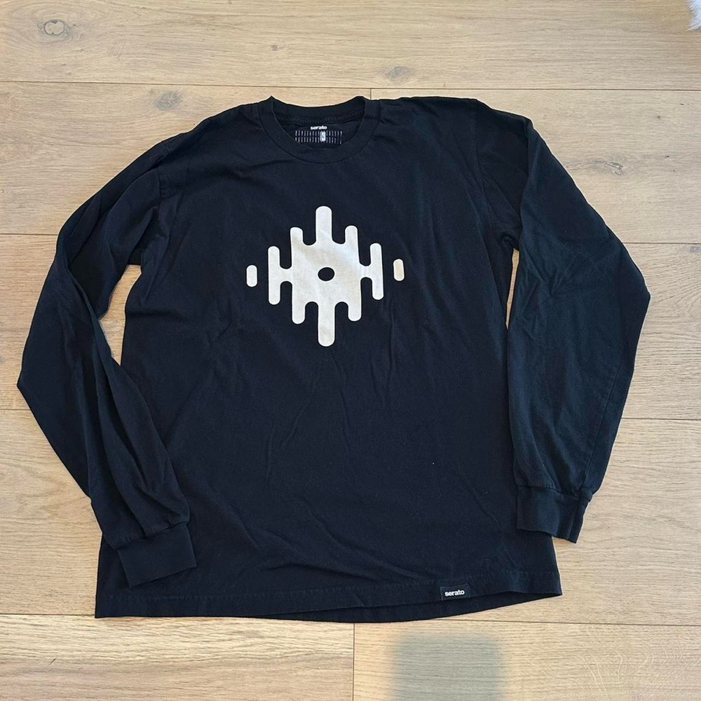 Black Long Sleeve Shirt with Graphic Design